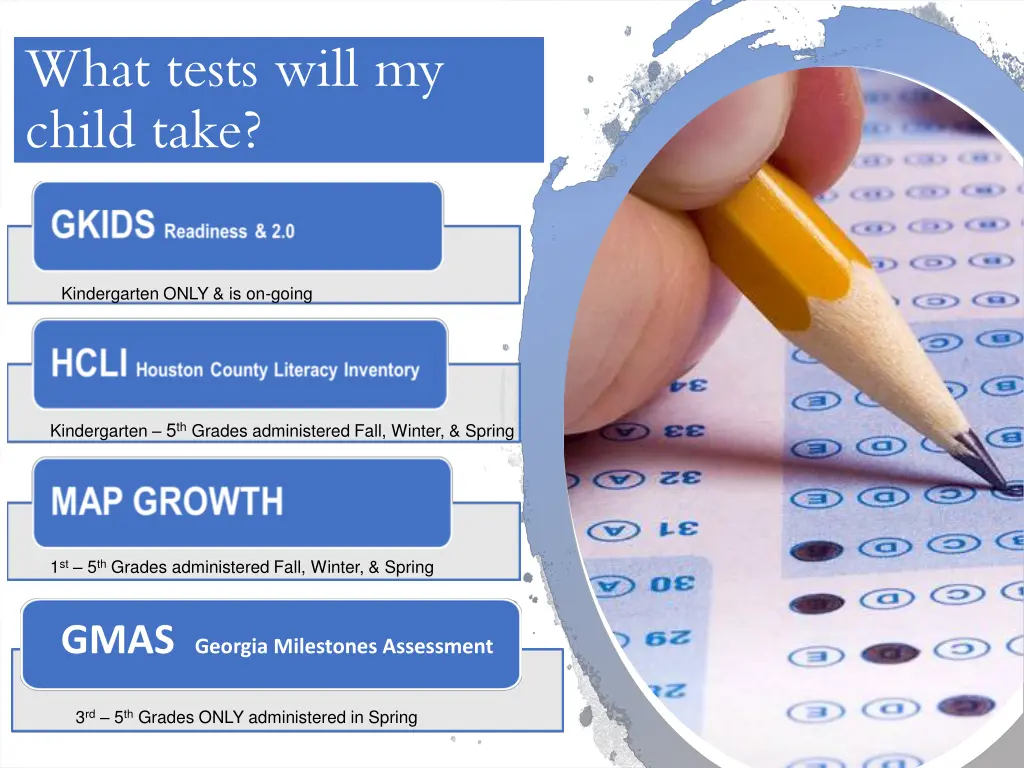 what tests will my child take