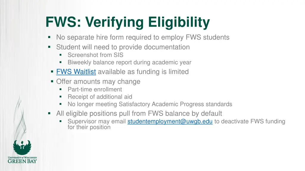 fws verifying eligibility no separate hire form