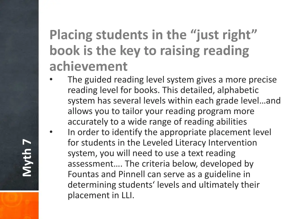placing students in the just right book 1