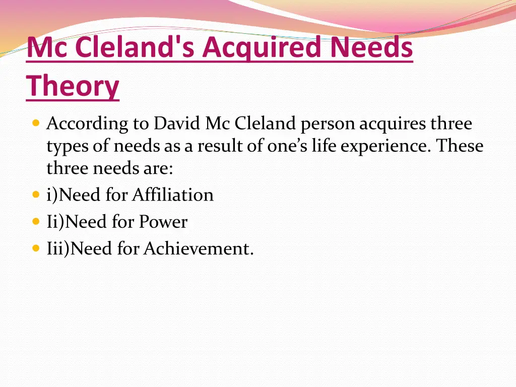 mc cleland s acquired needs theory