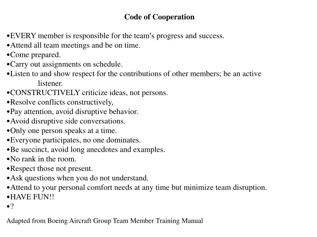code of cooperation