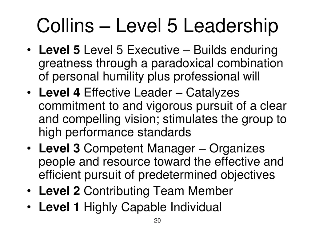 collins level 5 leadership level 5 level