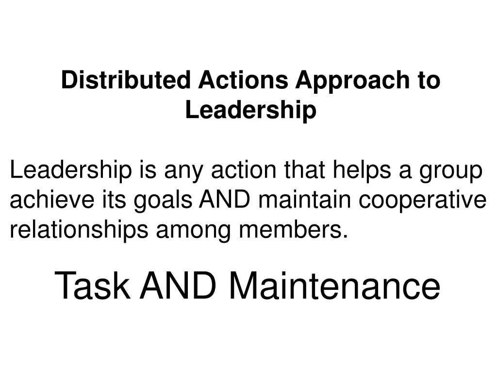 distributed actions approach to leadership