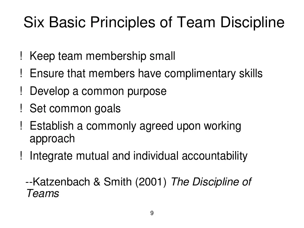six basic principles of team discipline