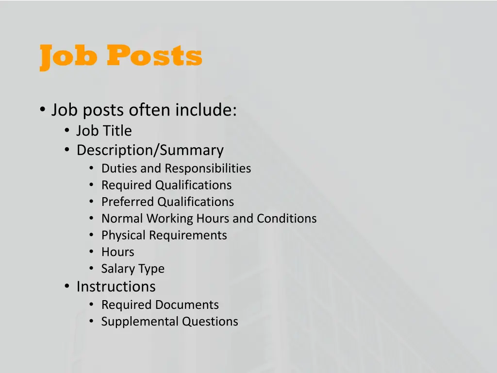 job posts