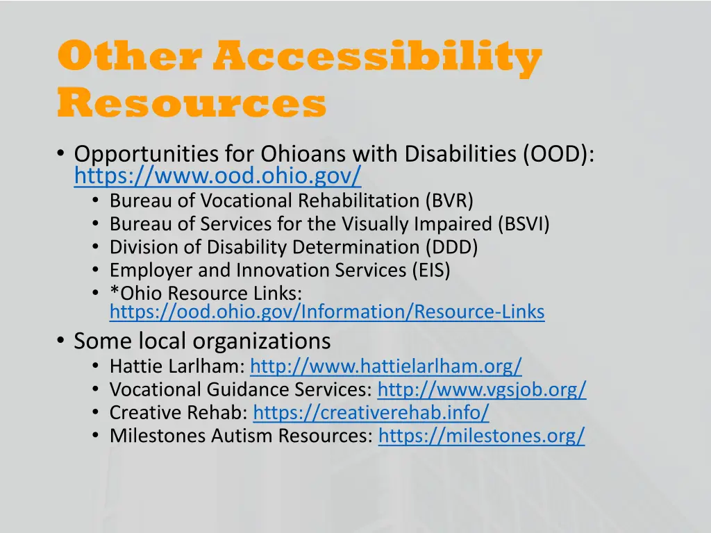 other accessibility resources opportunities