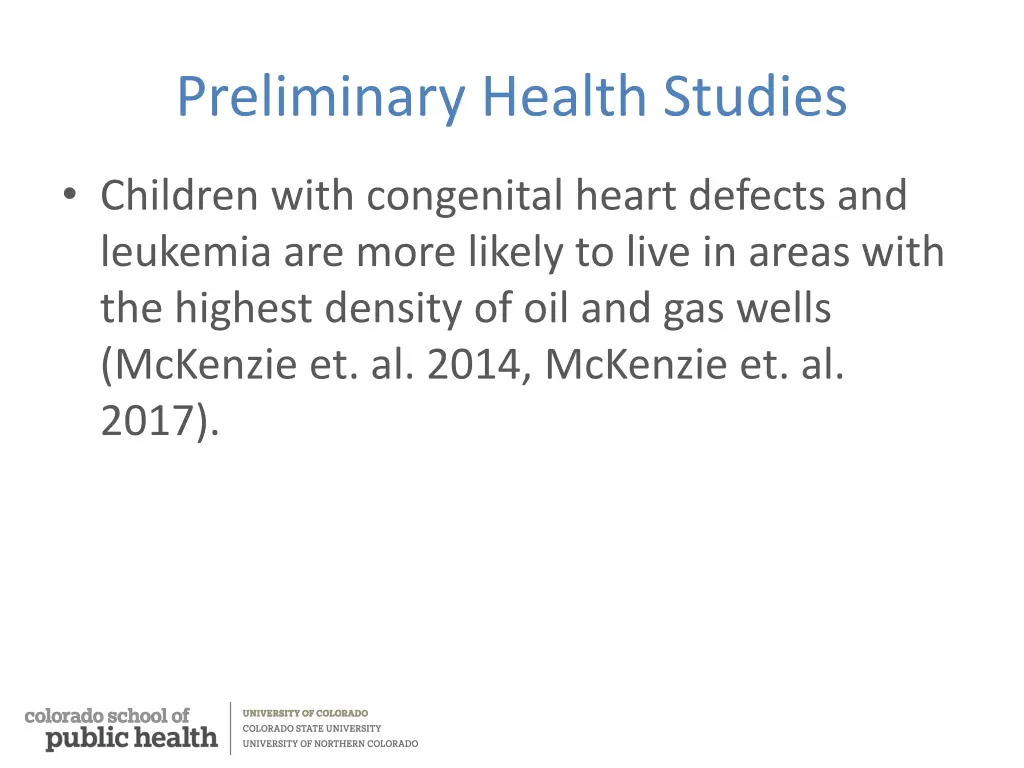 preliminary health studies