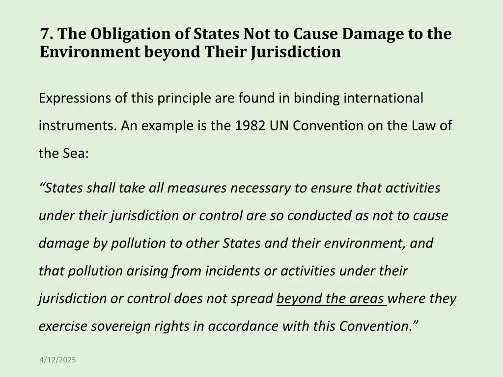 7 the obligation of states not to cause damage
