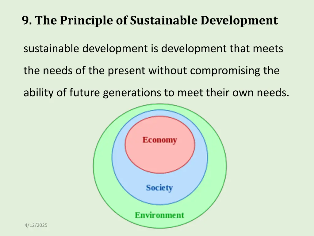 9 the principle of sustainable development
