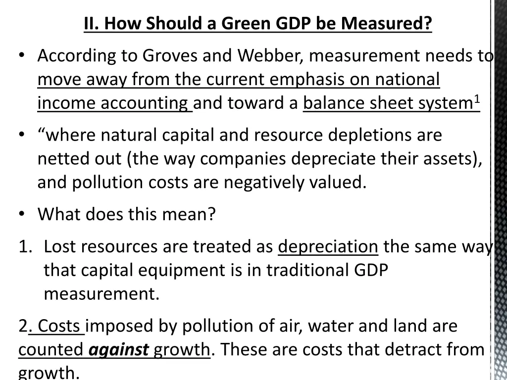 ii how should a green gdp be measured according