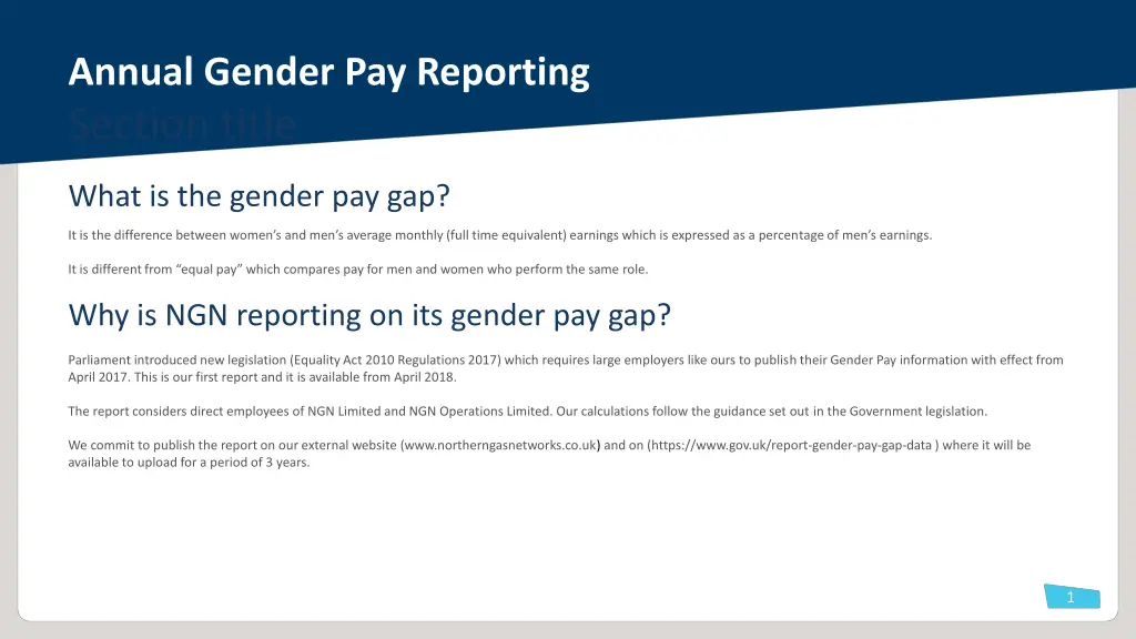 annual gender pay reporting section title