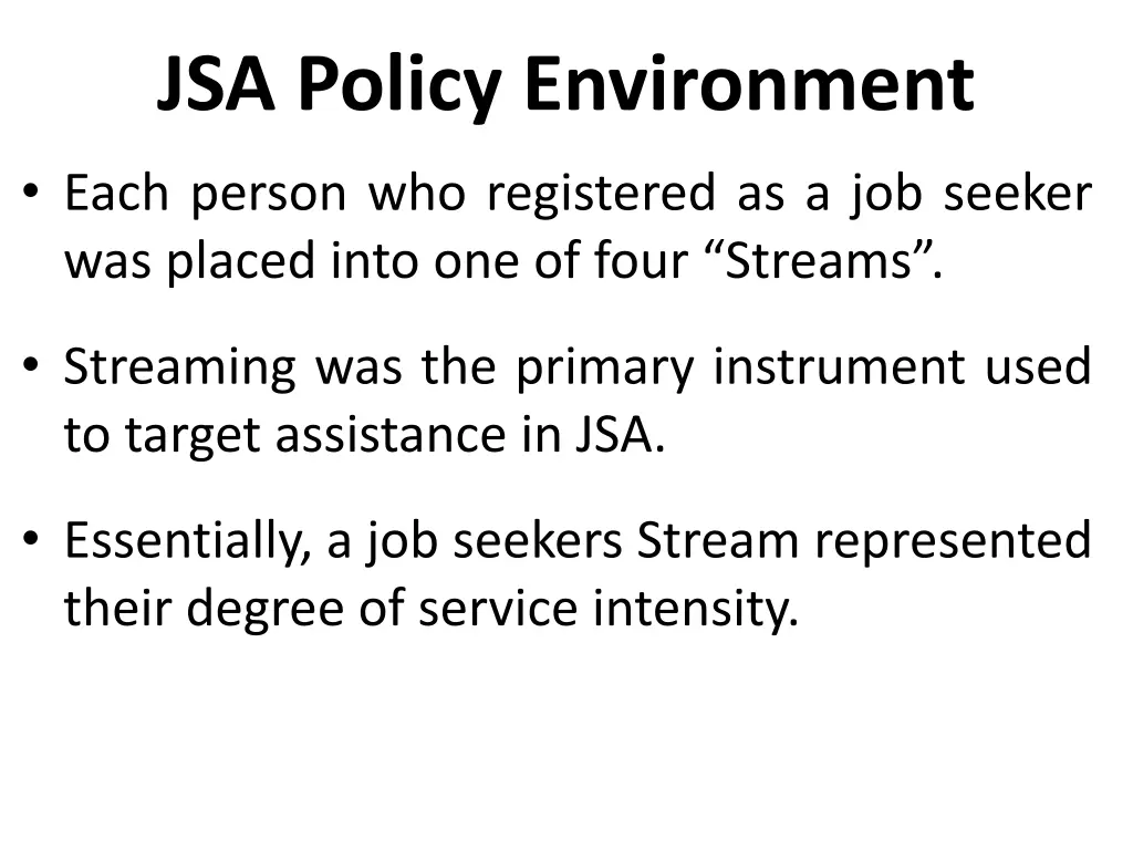 jsa policy environment each person who registered