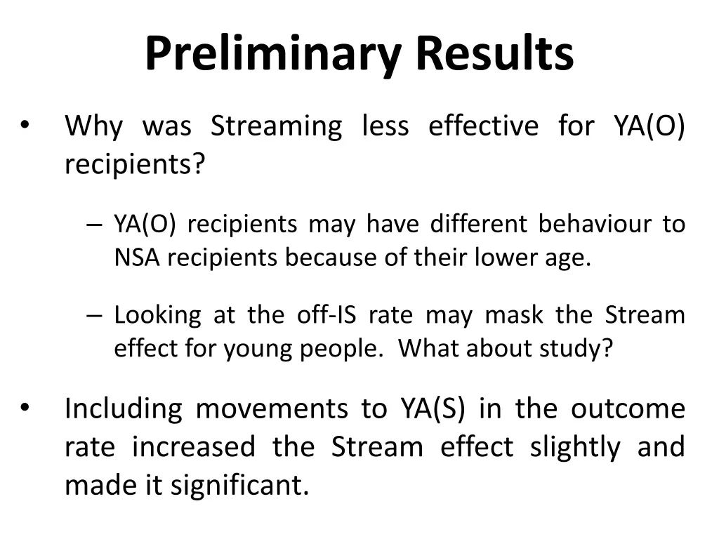 preliminary results 1