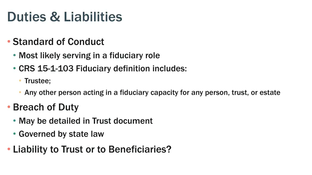 duties liabilities