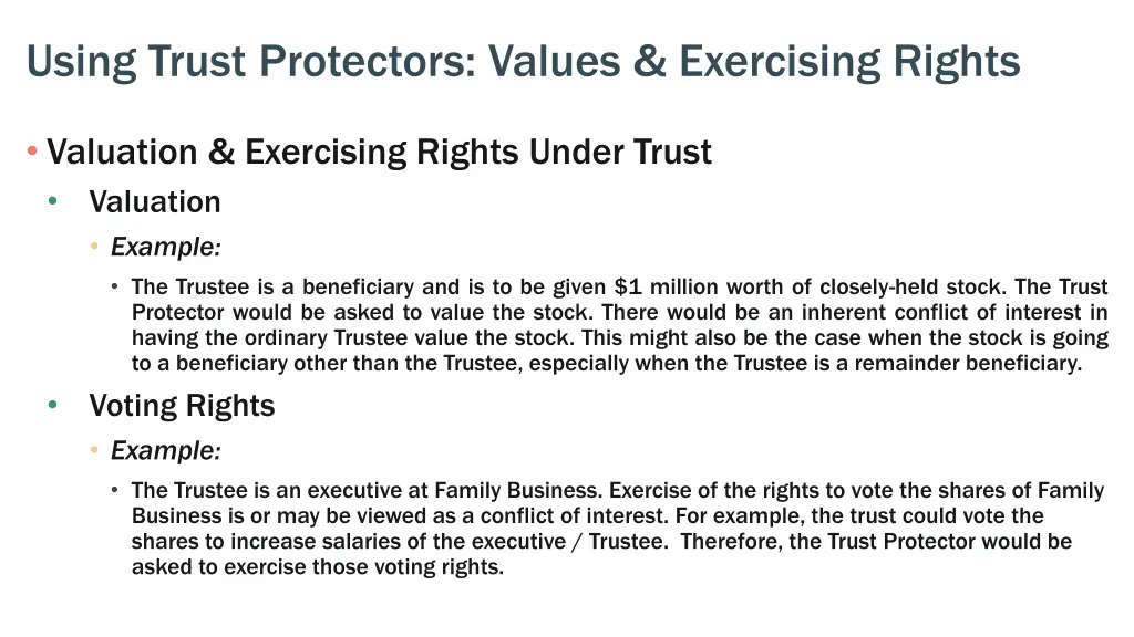 using trust protectors values exercising rights