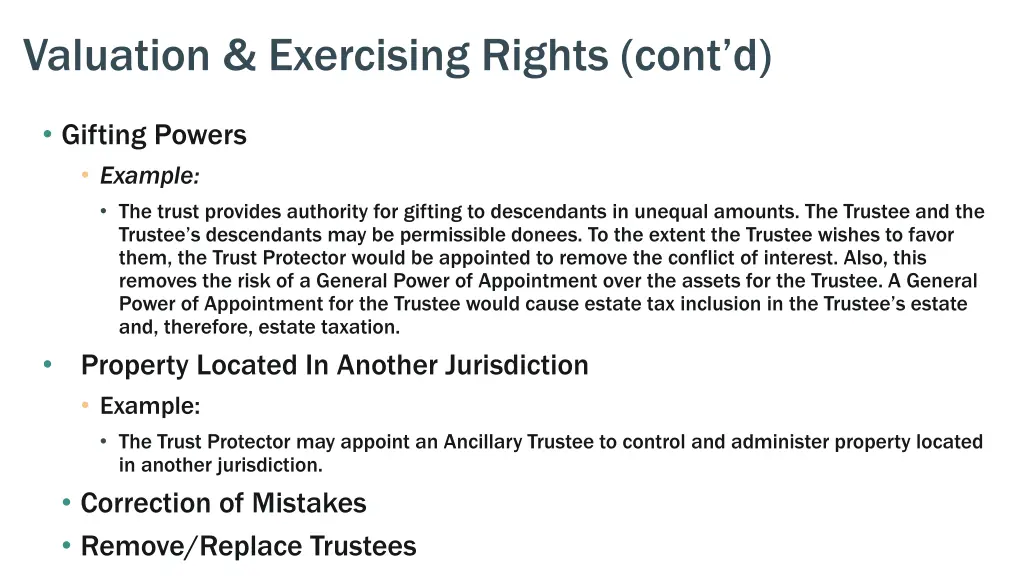 valuation exercising rights cont d 1