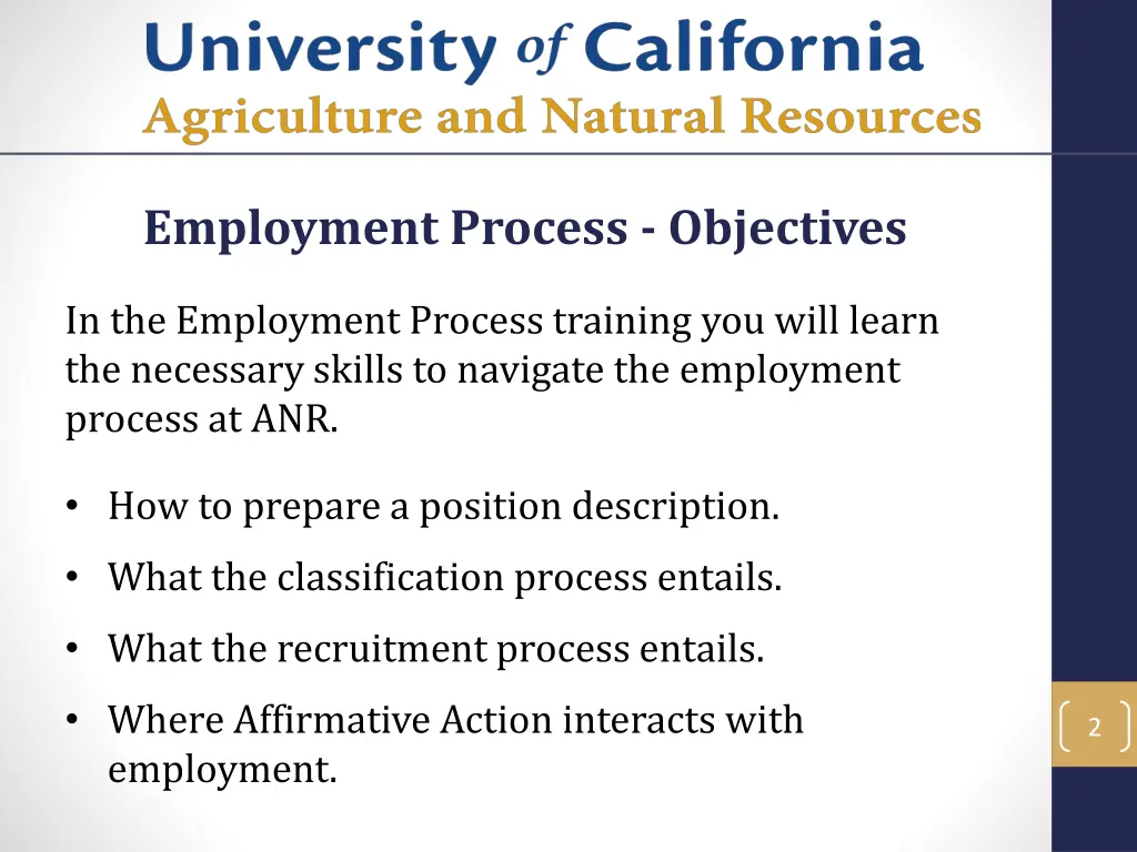 employment process objectives