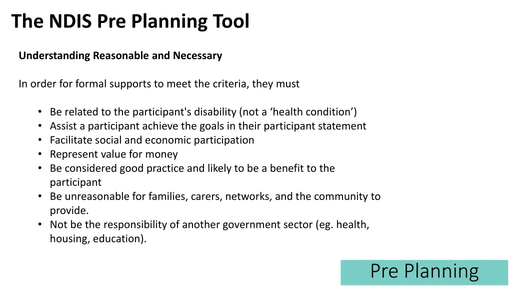 the ndis pre planning tool 12