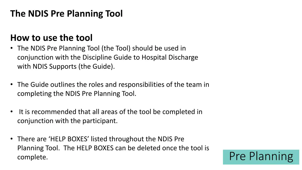 the ndis pre planning tool 2