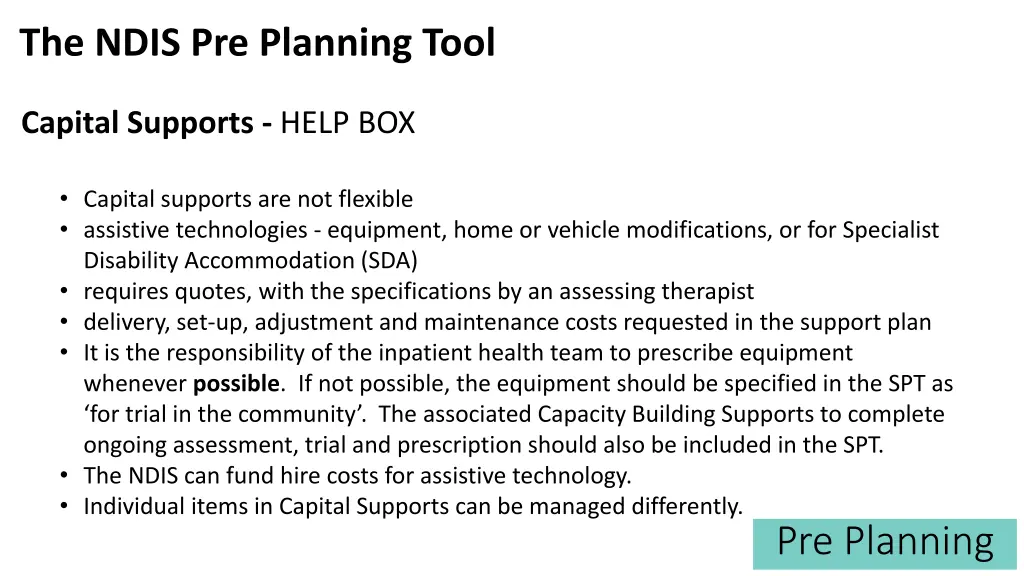 the ndis pre planning tool 20