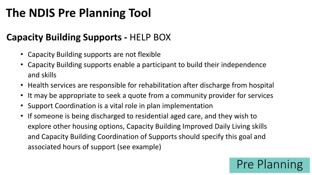 the ndis pre planning tool 25
