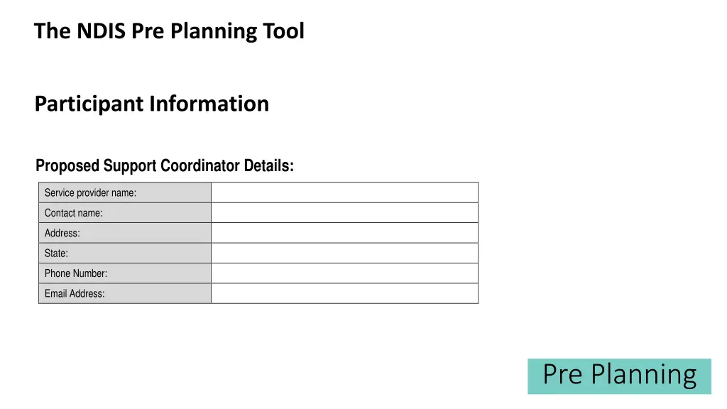 the ndis pre planning tool 3
