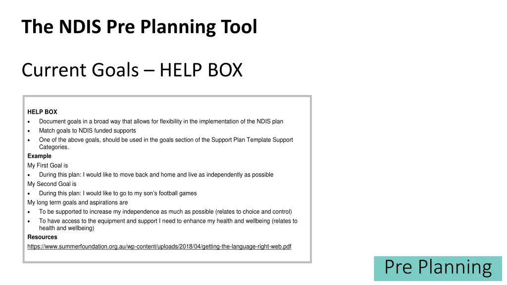 the ndis pre planning tool 6