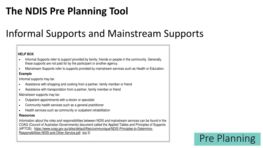 the ndis pre planning tool 8