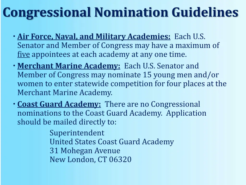 congressional nomination guidelines