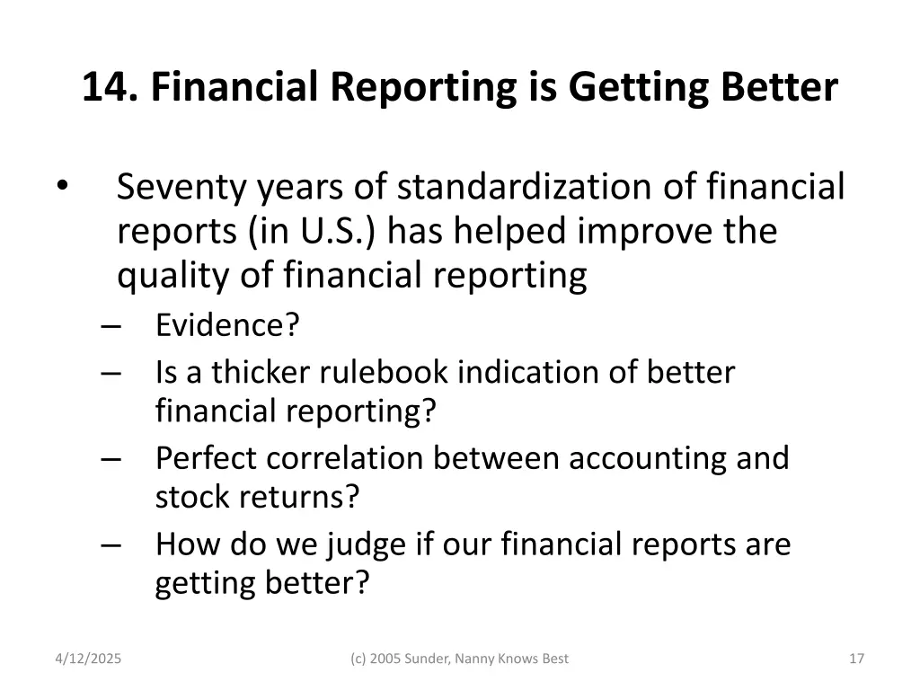14 financial reporting is getting better