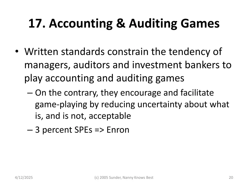 17 accounting auditing games