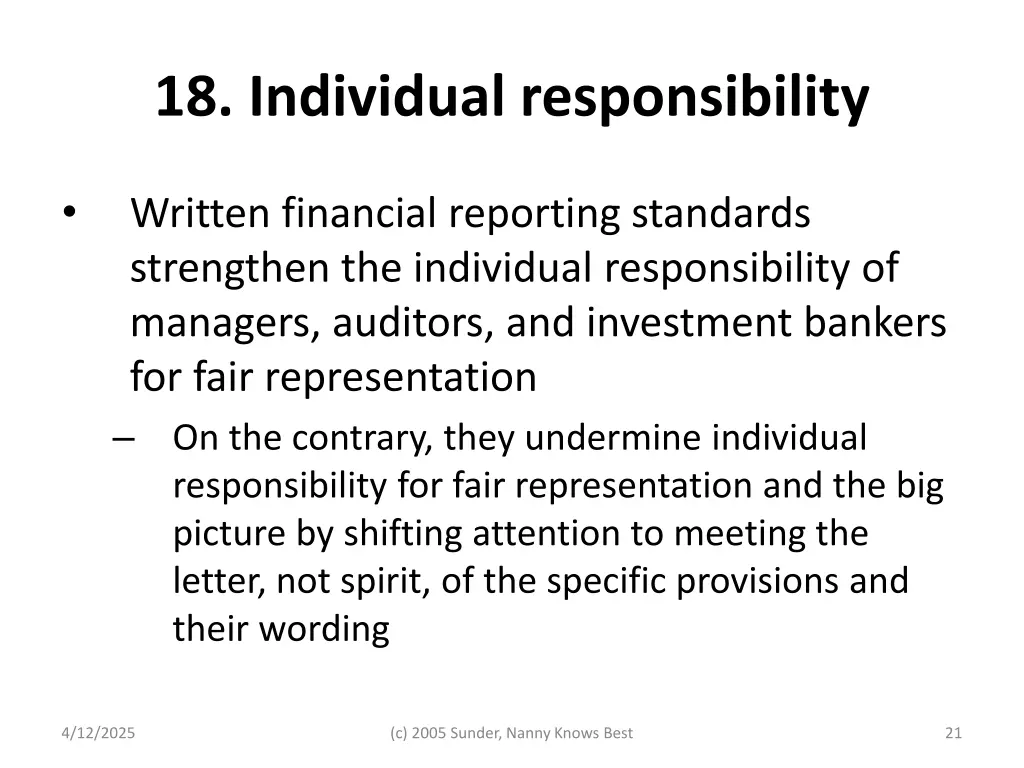 18 individual responsibility