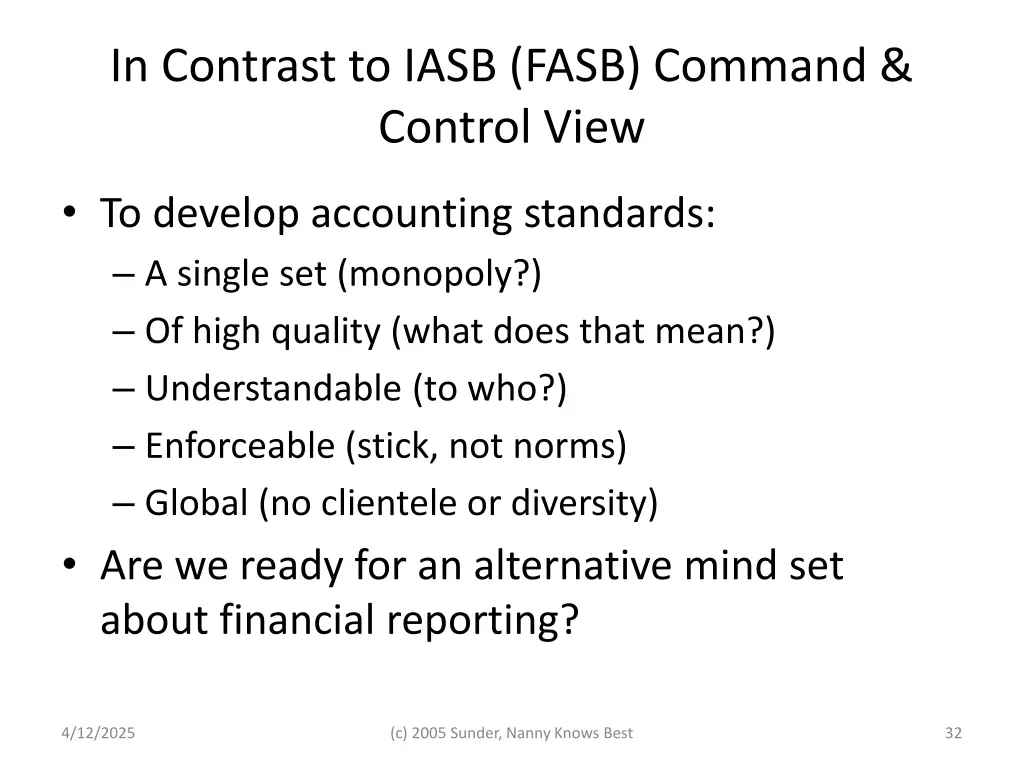 in contrast to iasb fasb command control view