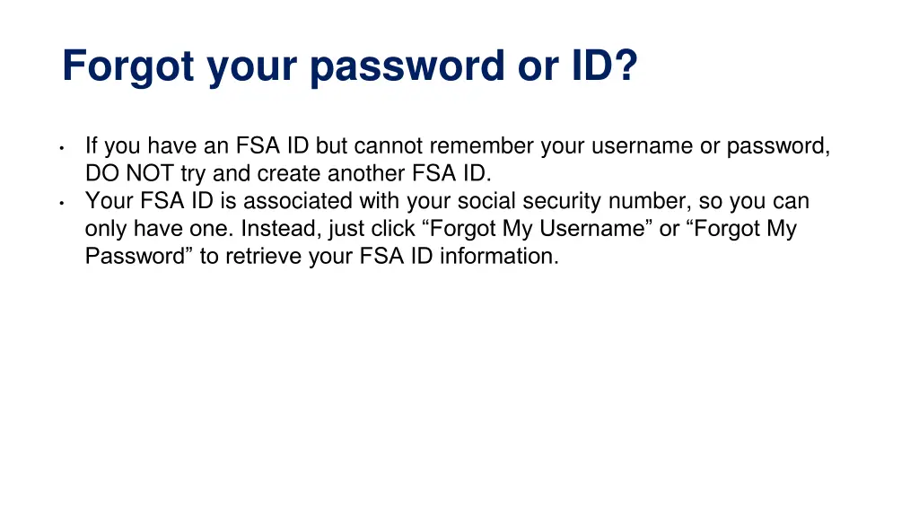 forgot your password or id