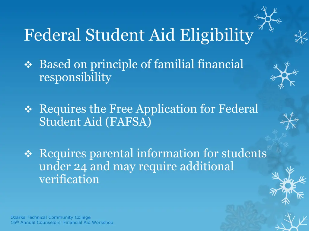 federal student aid eligibility