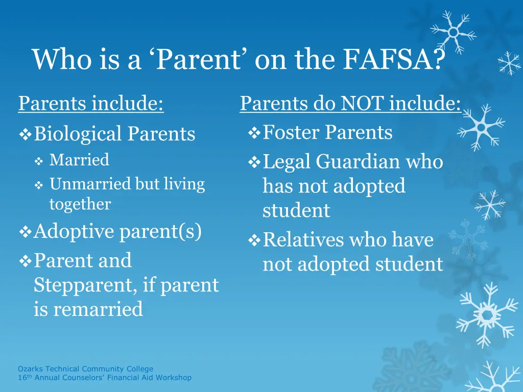 who is a parent on the fafsa
