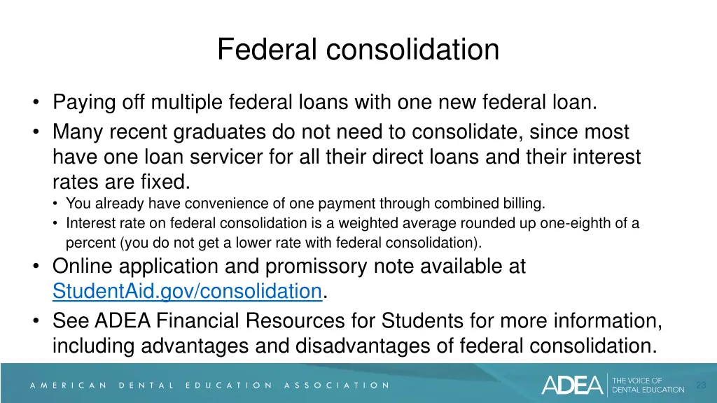 federal consolidation