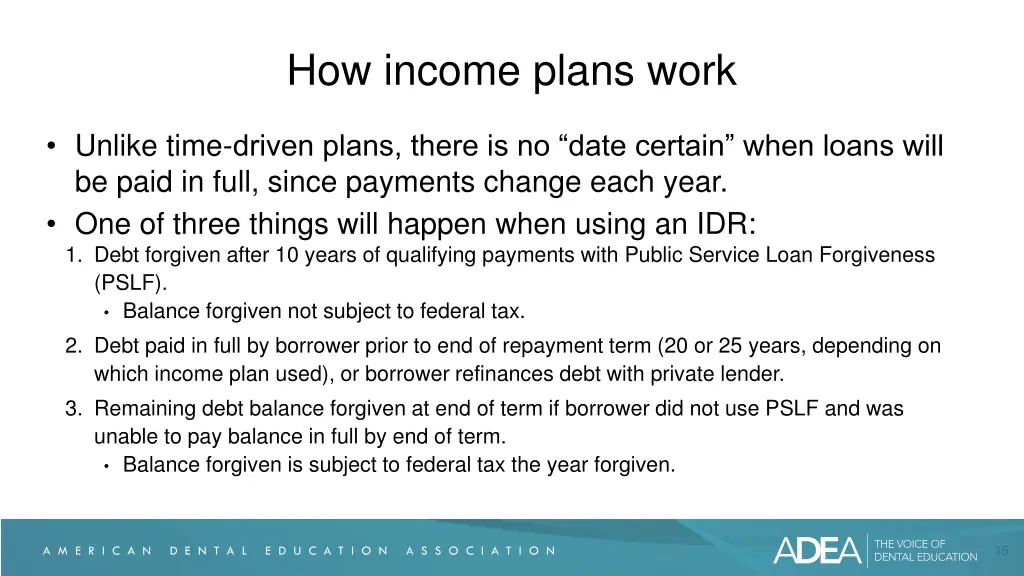 how income plans work
