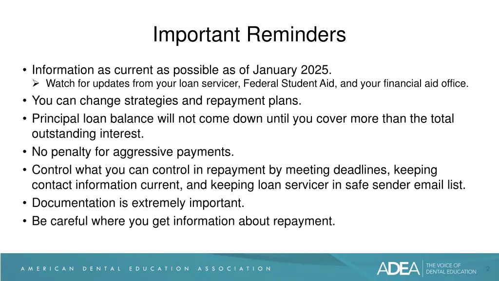 important reminders