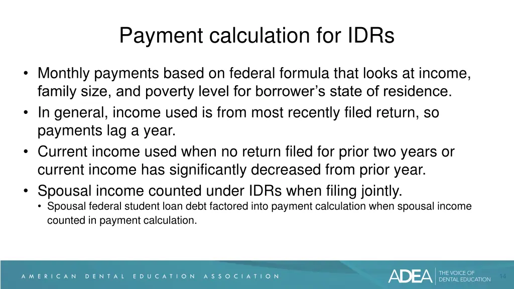 payment calculation for idrs