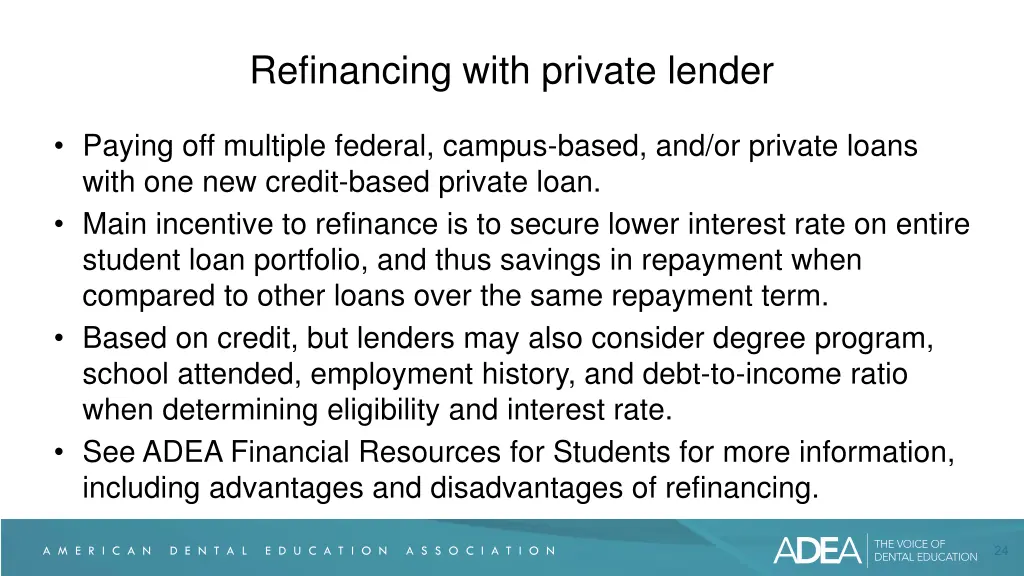 refinancing with private lender