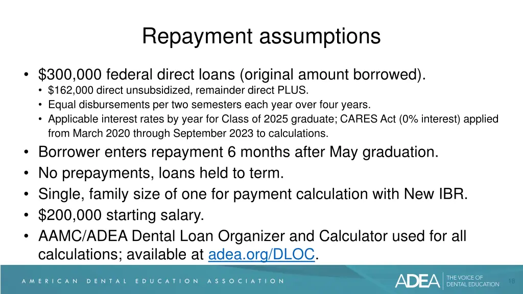 repayment assumptions