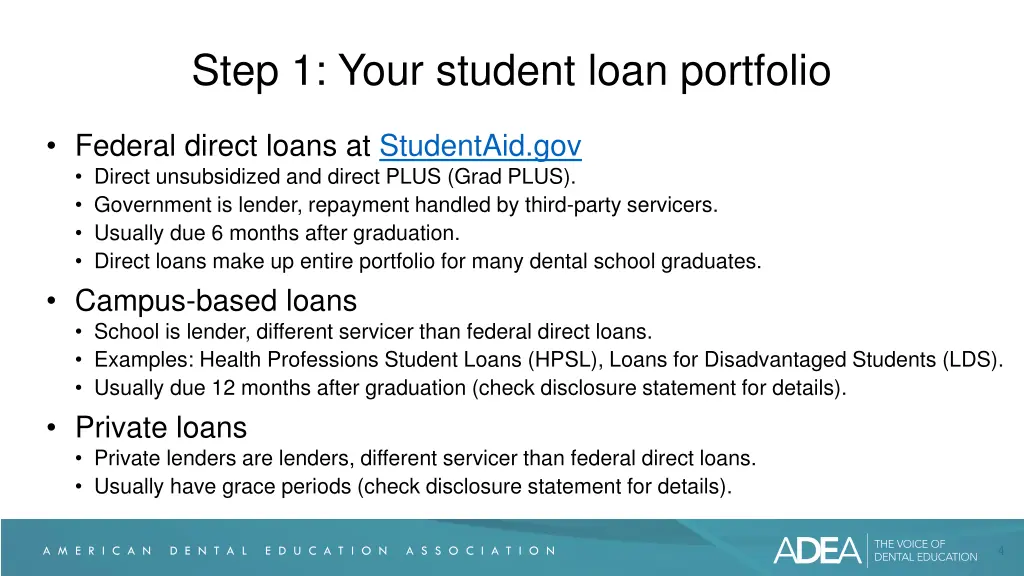 step 1 your student loan portfolio