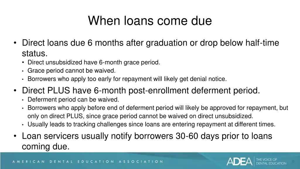 when loans come due