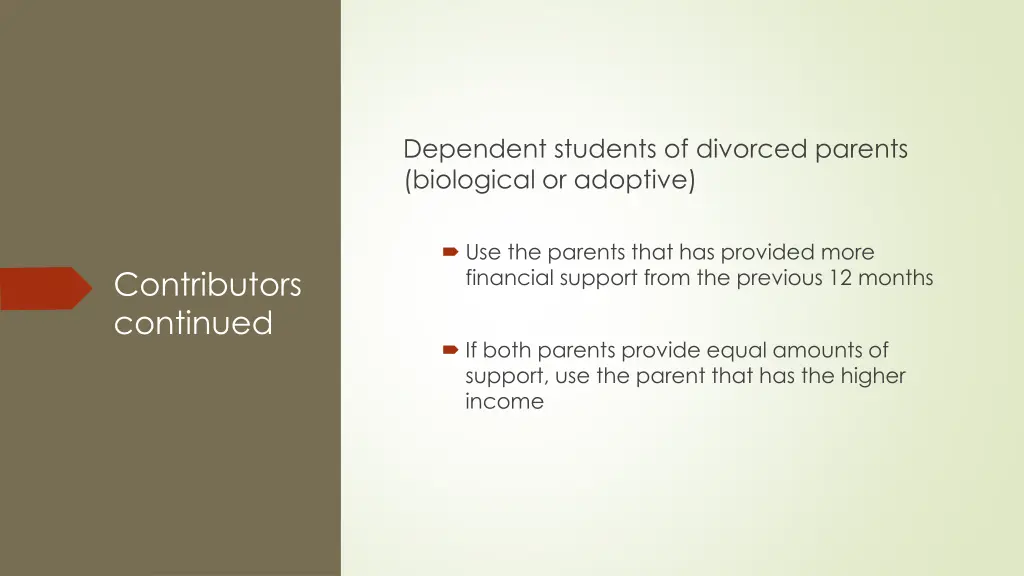 dependent students of divorced parents biological