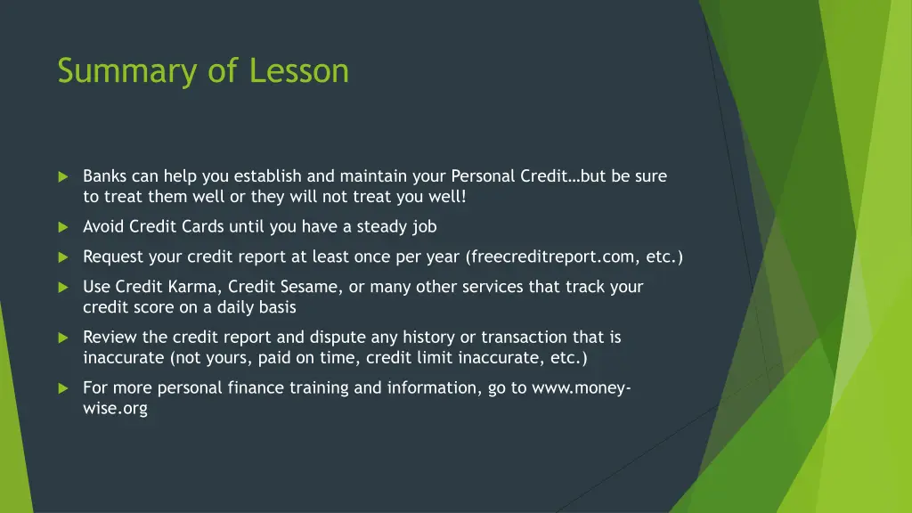 summary of lesson
