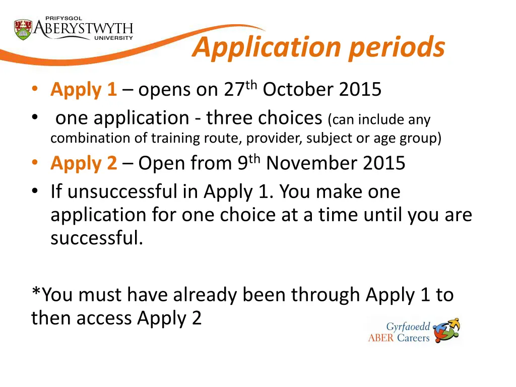 application periods