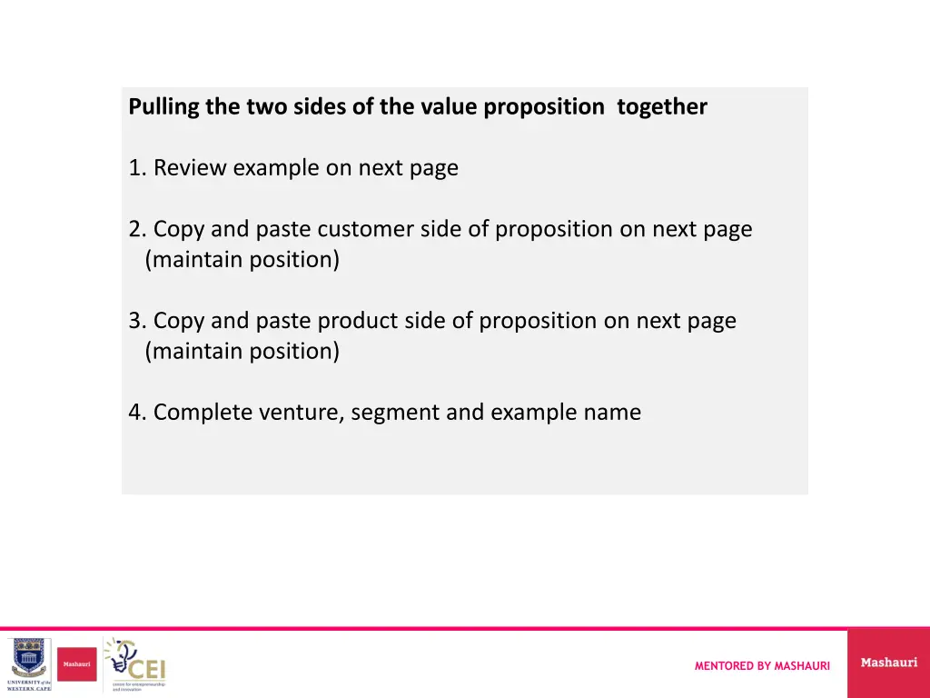 pulling the two sides of the value proposition