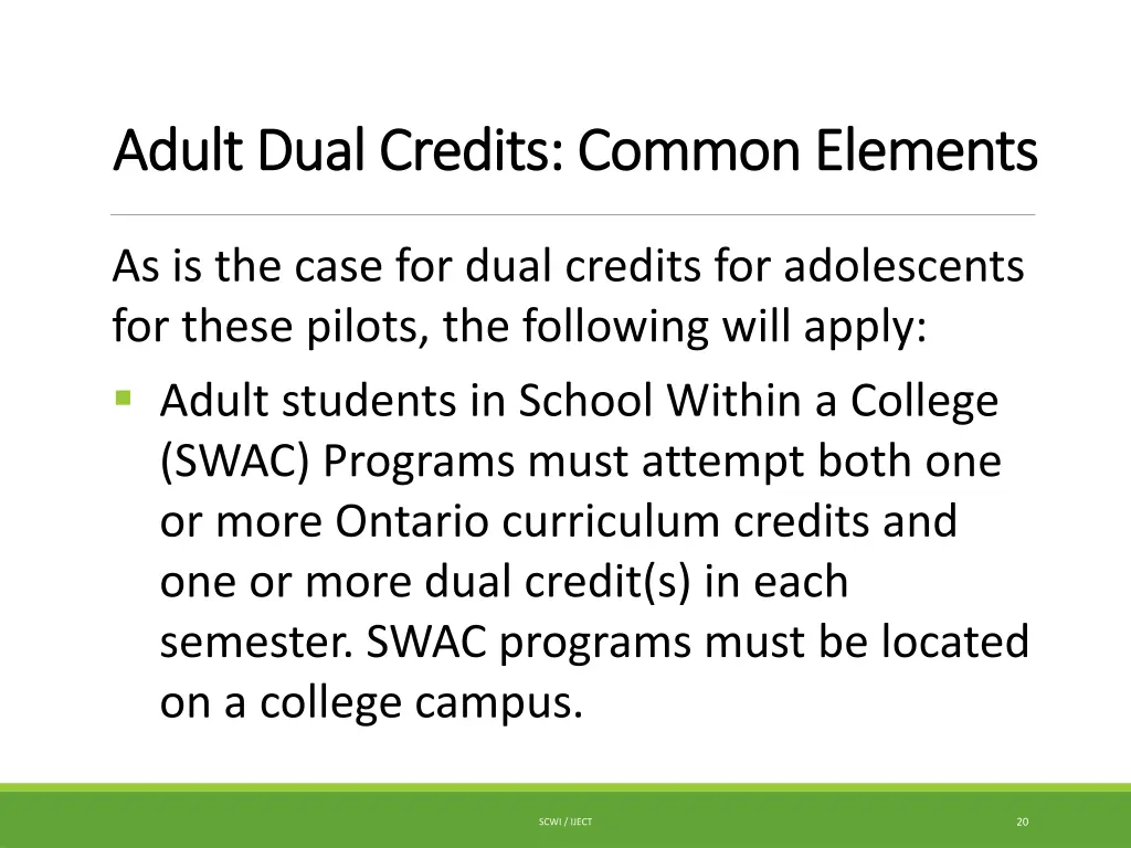 adult dual credits common elements adult dual 1
