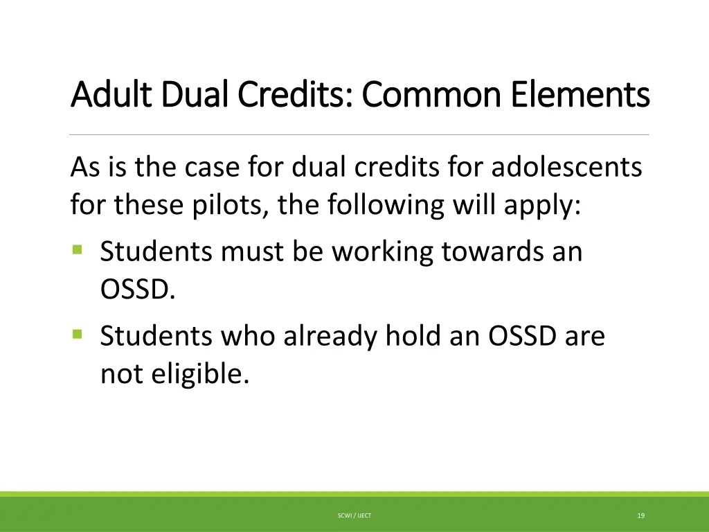 adult dual credits common elements adult dual